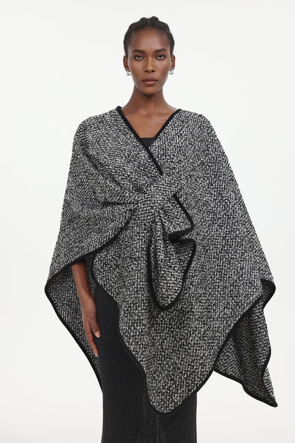 Erele Classic Flowy Knit Asymmetric Cape	