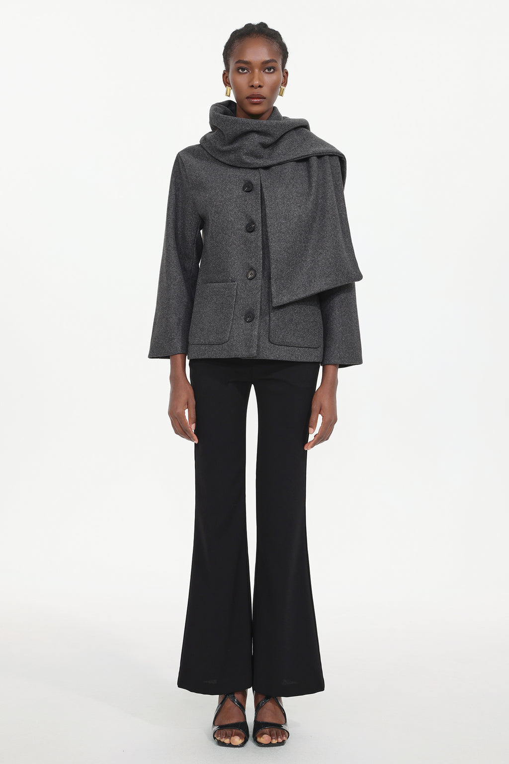 Xapana Elegant Tailored Long Sleeve Woven Coat	