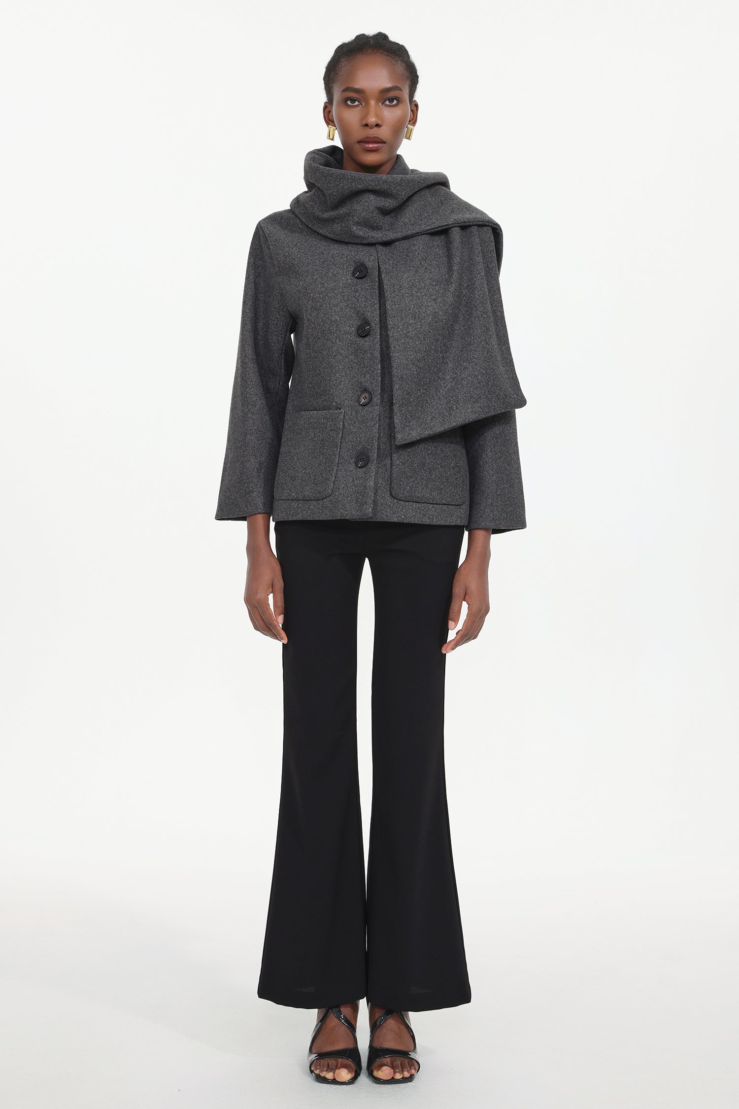 Xapana Elegant Tailored Long Sleeve Woven Coat	