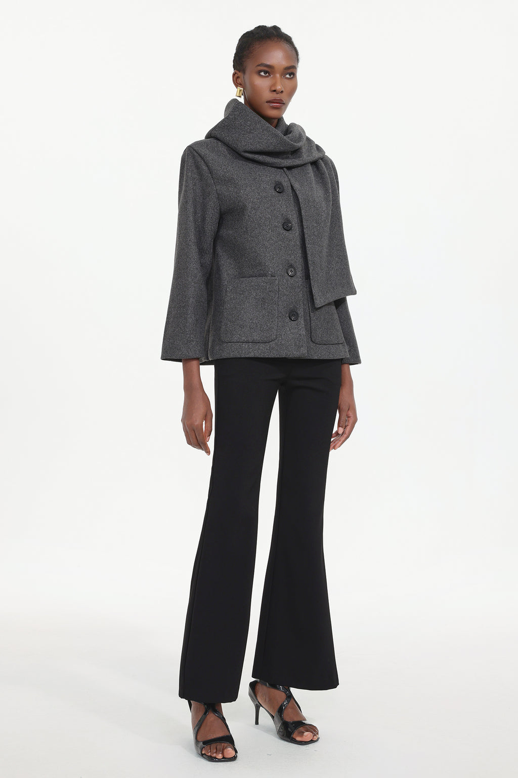 Xapana Elegant Tailored Long Sleeve Woven Coat	
