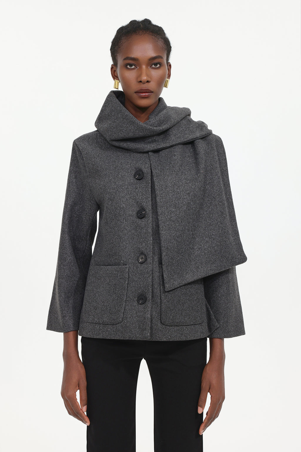 Xapana Elegant Tailored Long Sleeve Woven Coat	