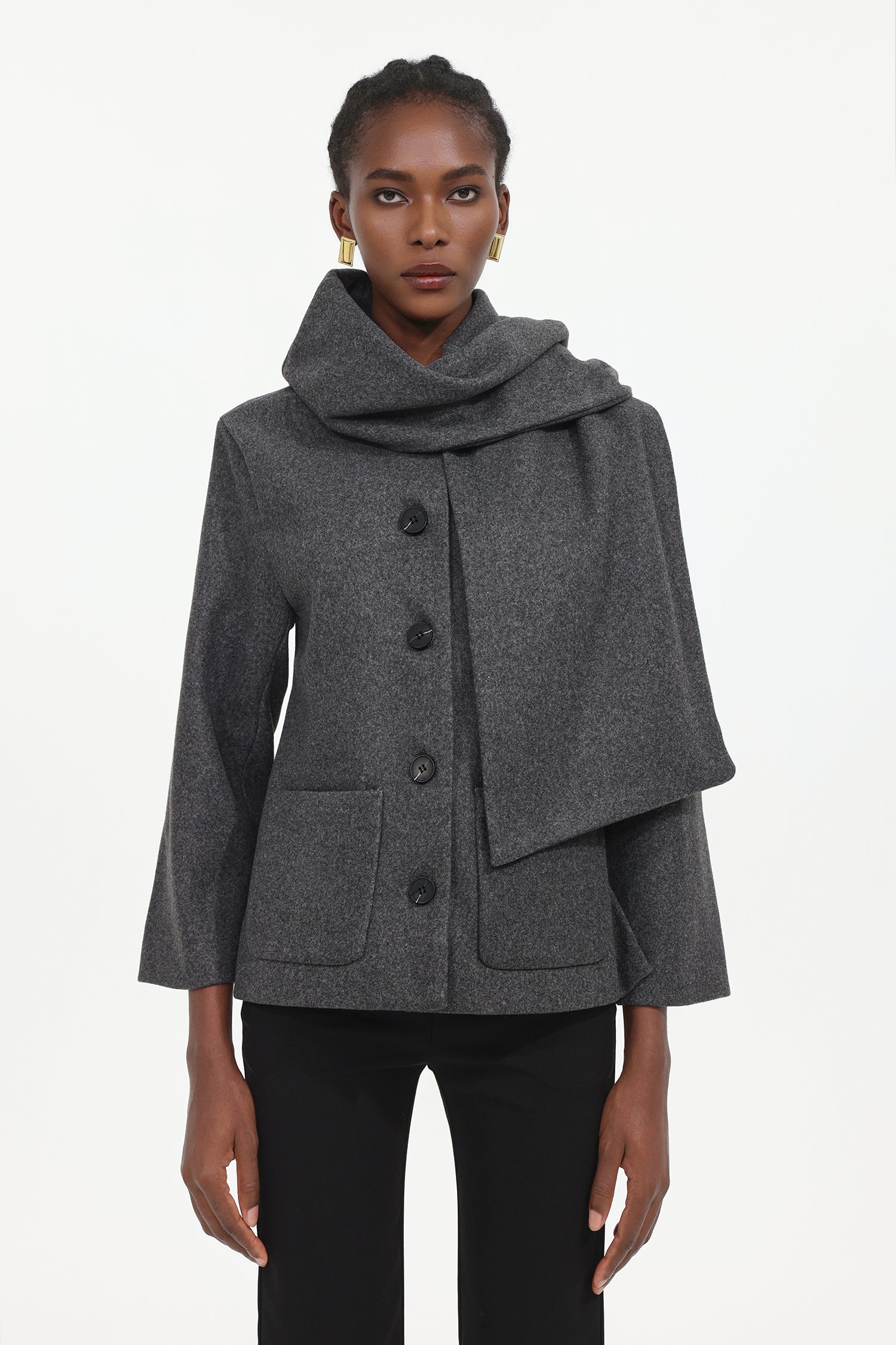 Xapana Elegant Tailored Long Sleeve Woven Coat	
