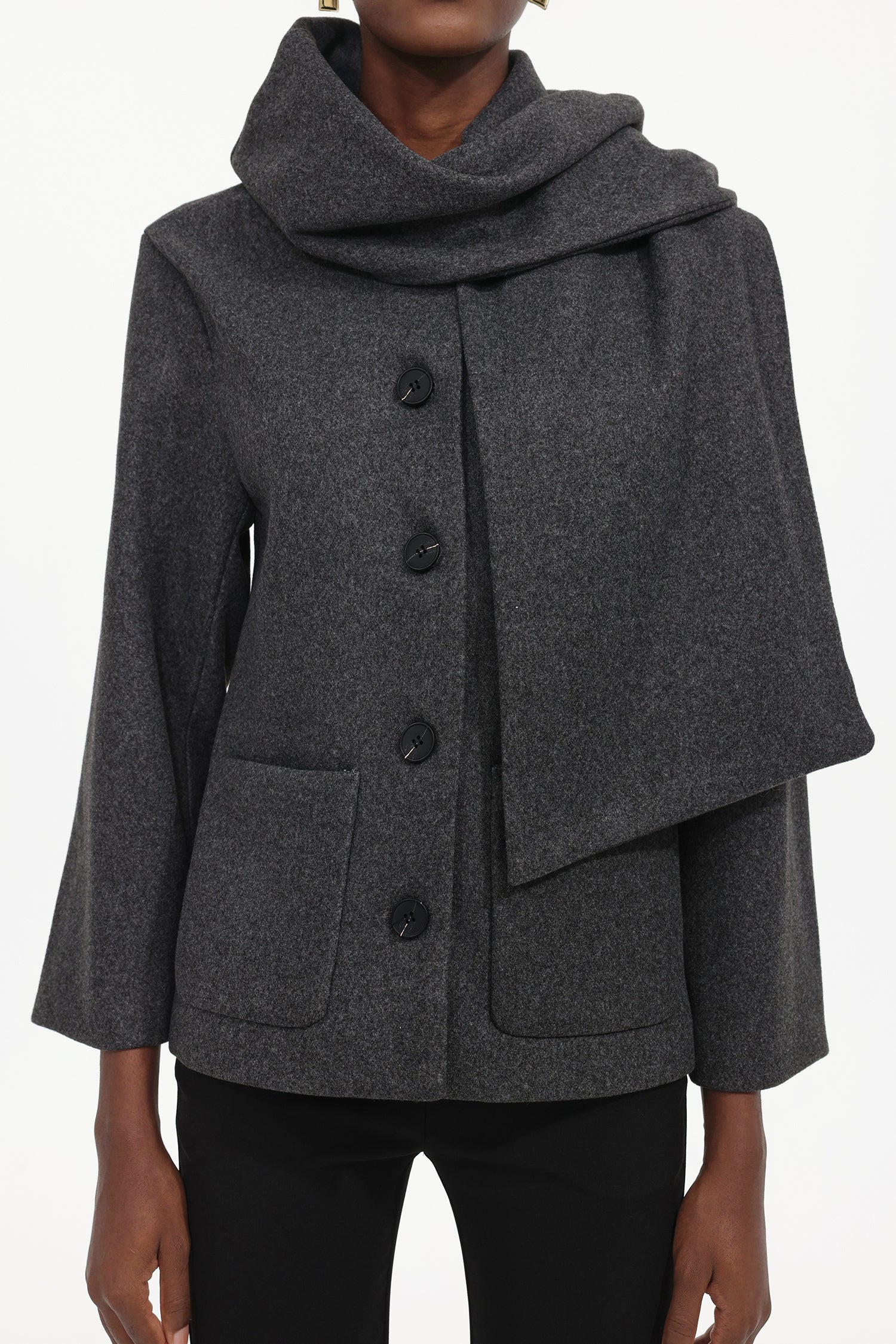 Xapana Elegant Tailored Long Sleeve Woven Coat	