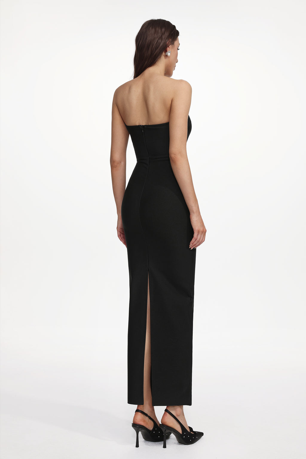 Kandiss Elegant Contour Strapless Cut Out Bandage Maxi Dress	