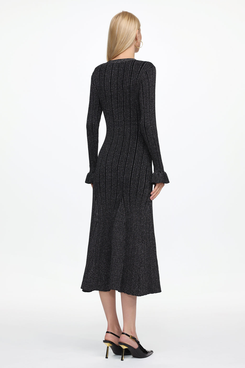 Verga Classic Contour Long Sleeve Button Front Knit Maxi Dress	