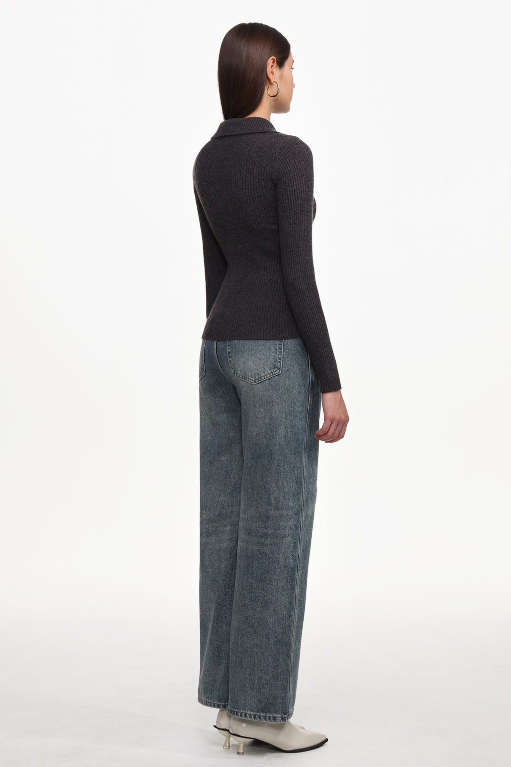 Dotty Chic Long Sleeve Buttoned Knit Top