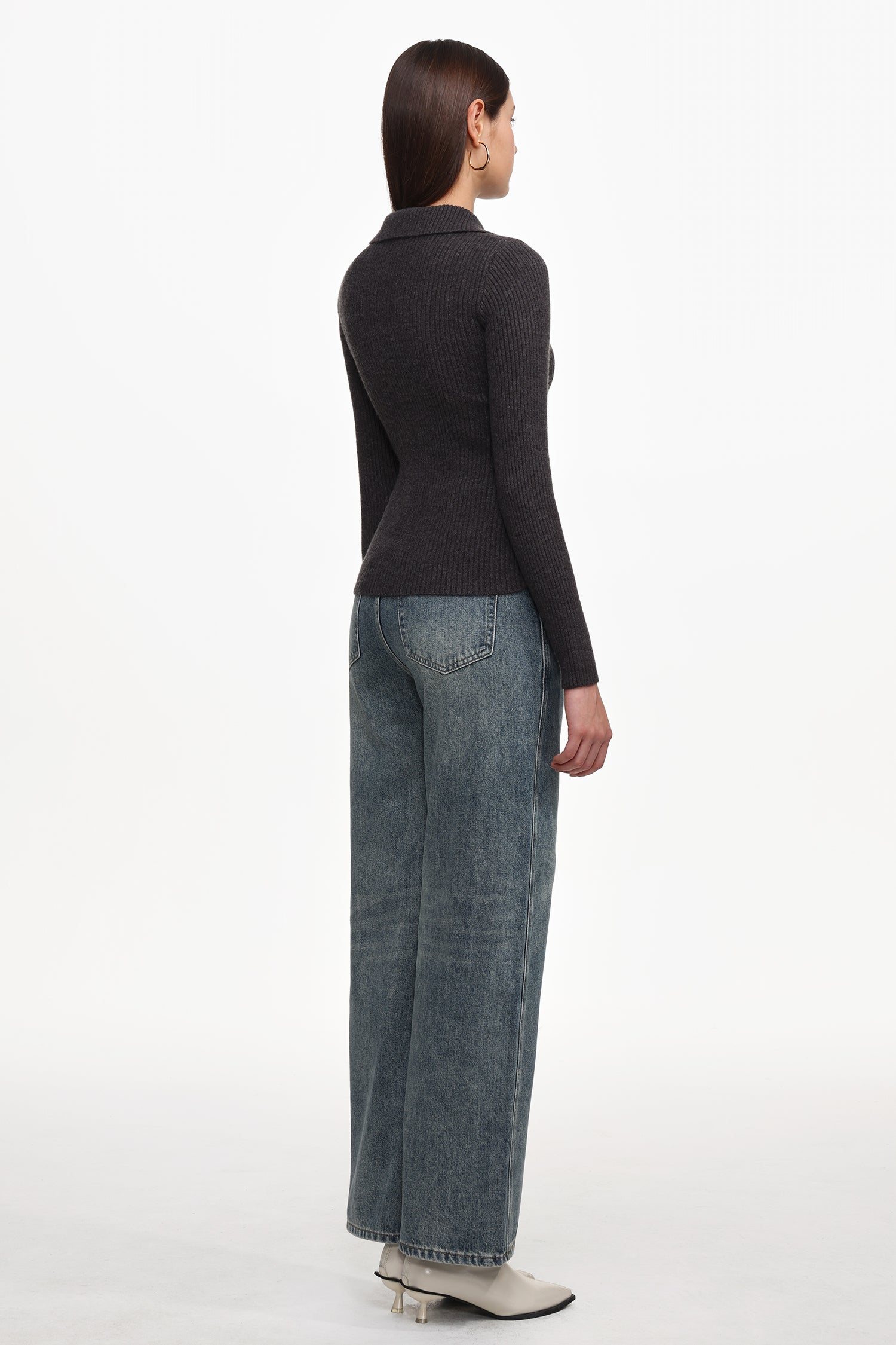 Dotty Chic Long Sleeve Buttoned Knit Top