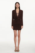 Kassy Chic Contour Cowl Neck Long Sleeve Ruched Mini Dress	