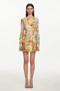 Vicky Romantic Tailored Long Sleeve Embroidered Floral Mini Dress	