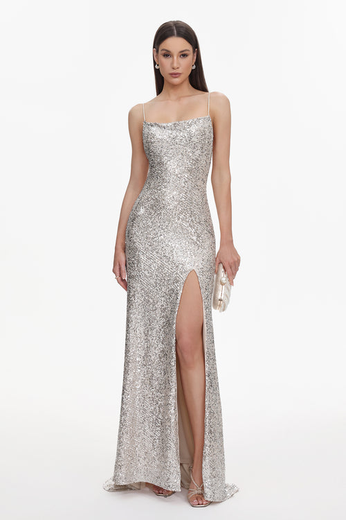 Fagra Glamorous Contour Sleeveless High Slit Sequin Maxi Dress	