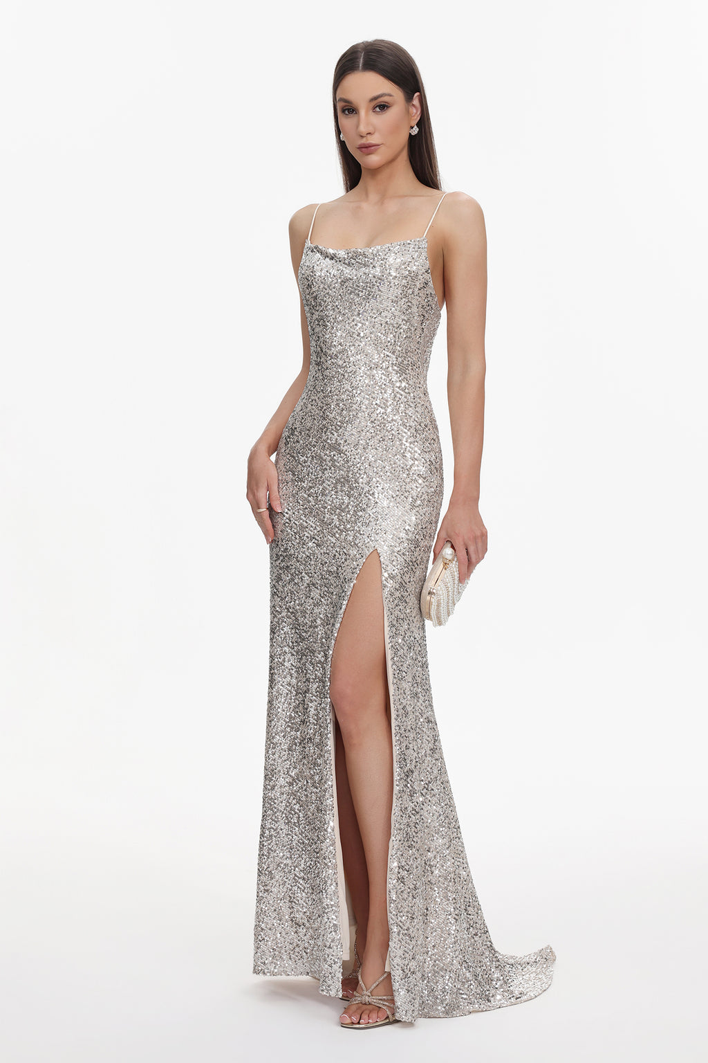 Fagra Glamorous Contour Sleeveless High Slit Sequin Maxi Dress	