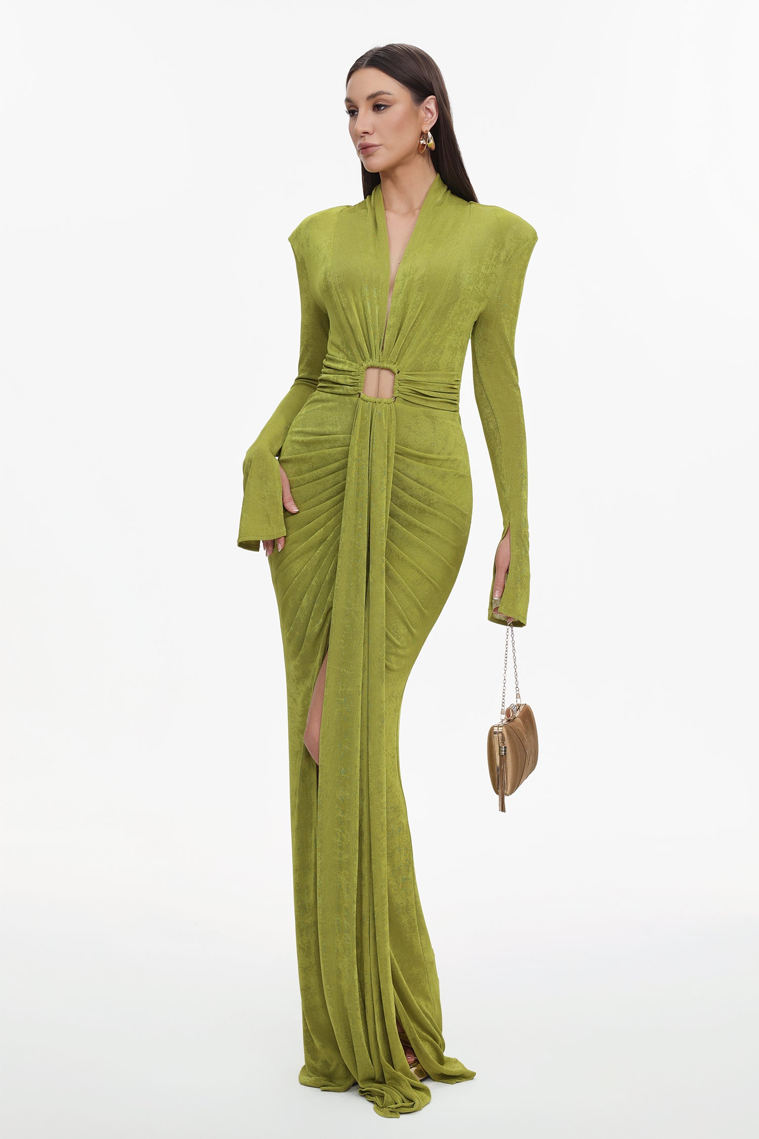 Naomi V-neck Long Sleeves Maxi Dress	