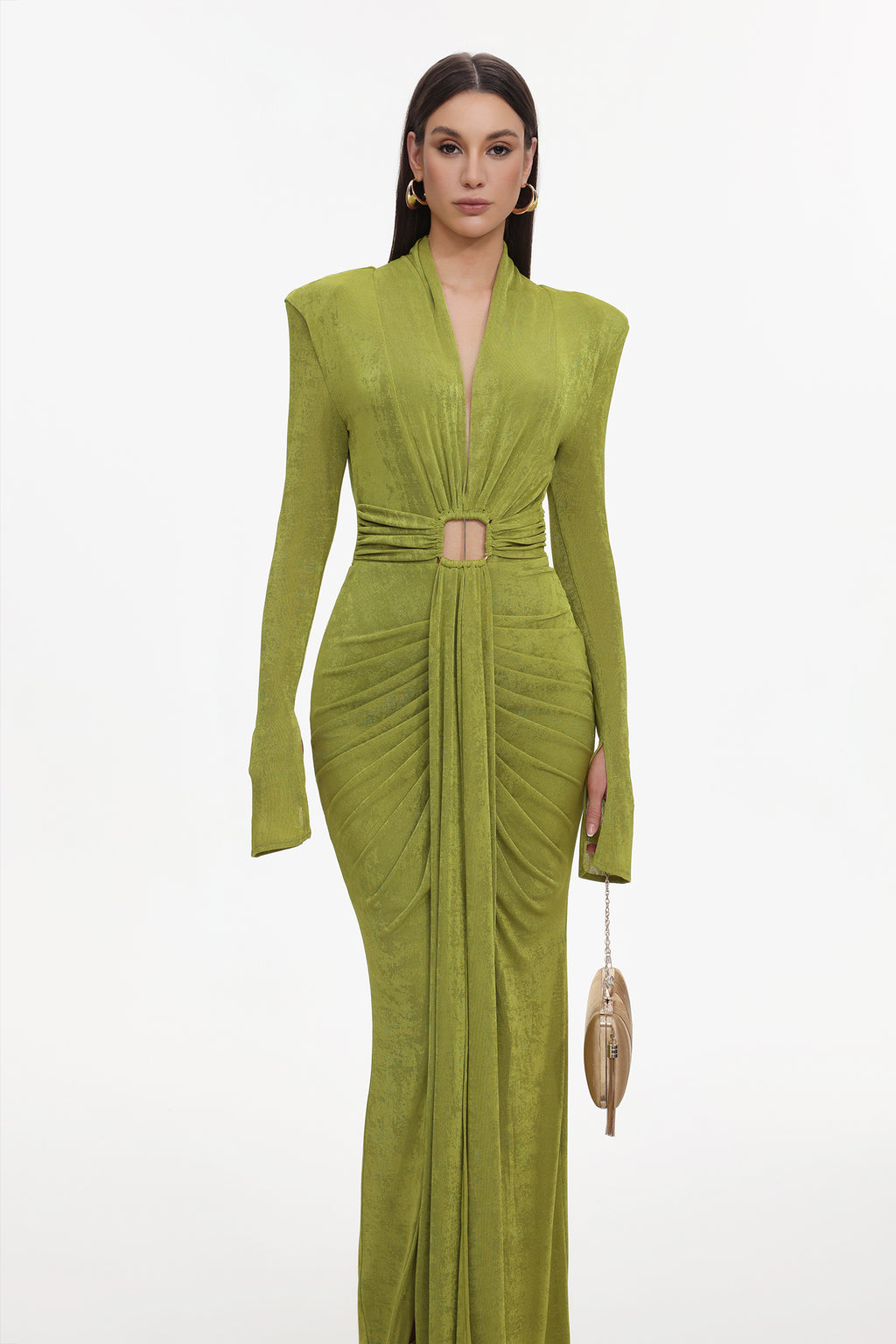 Naomi V-neck Long Sleeves Maxi Dress	