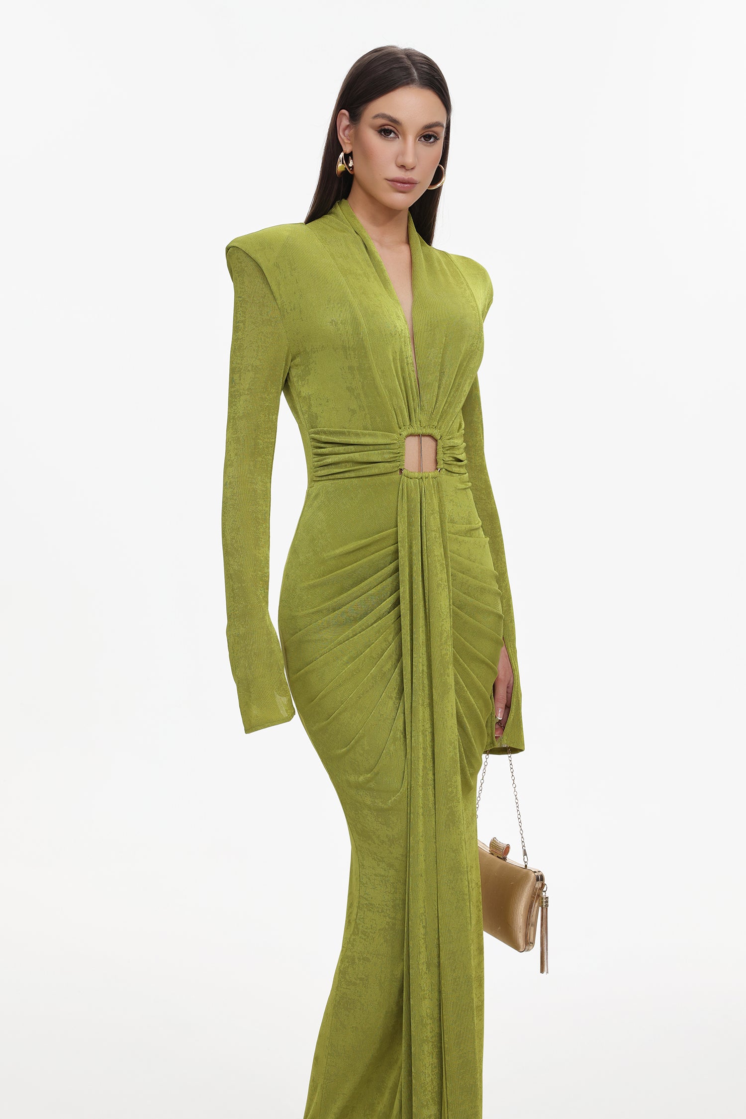 Naomi V-neck Long Sleeves Maxi Dress	