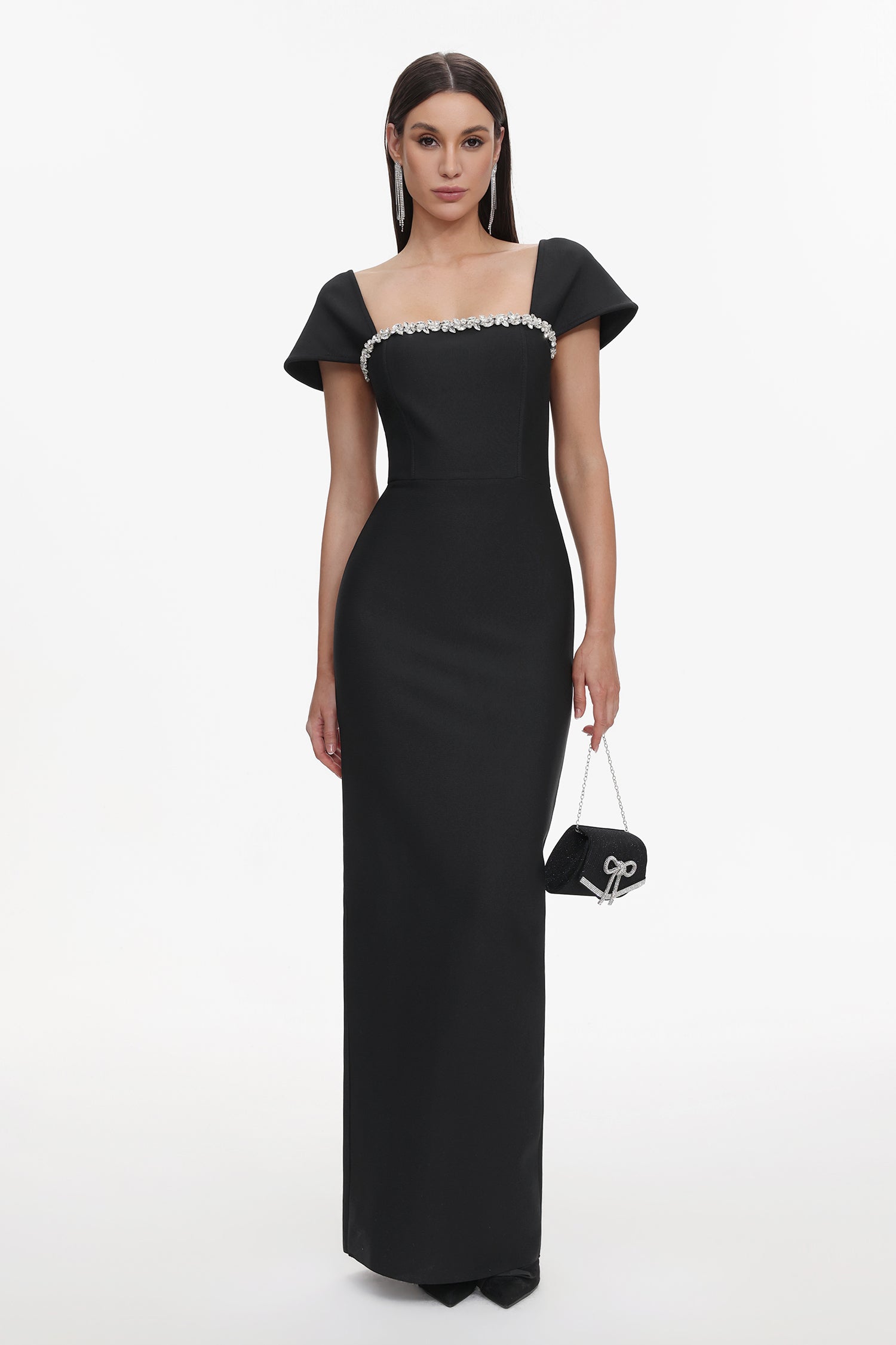 Romelle Short Sleeve Diamond Bandage Maxi Dress	