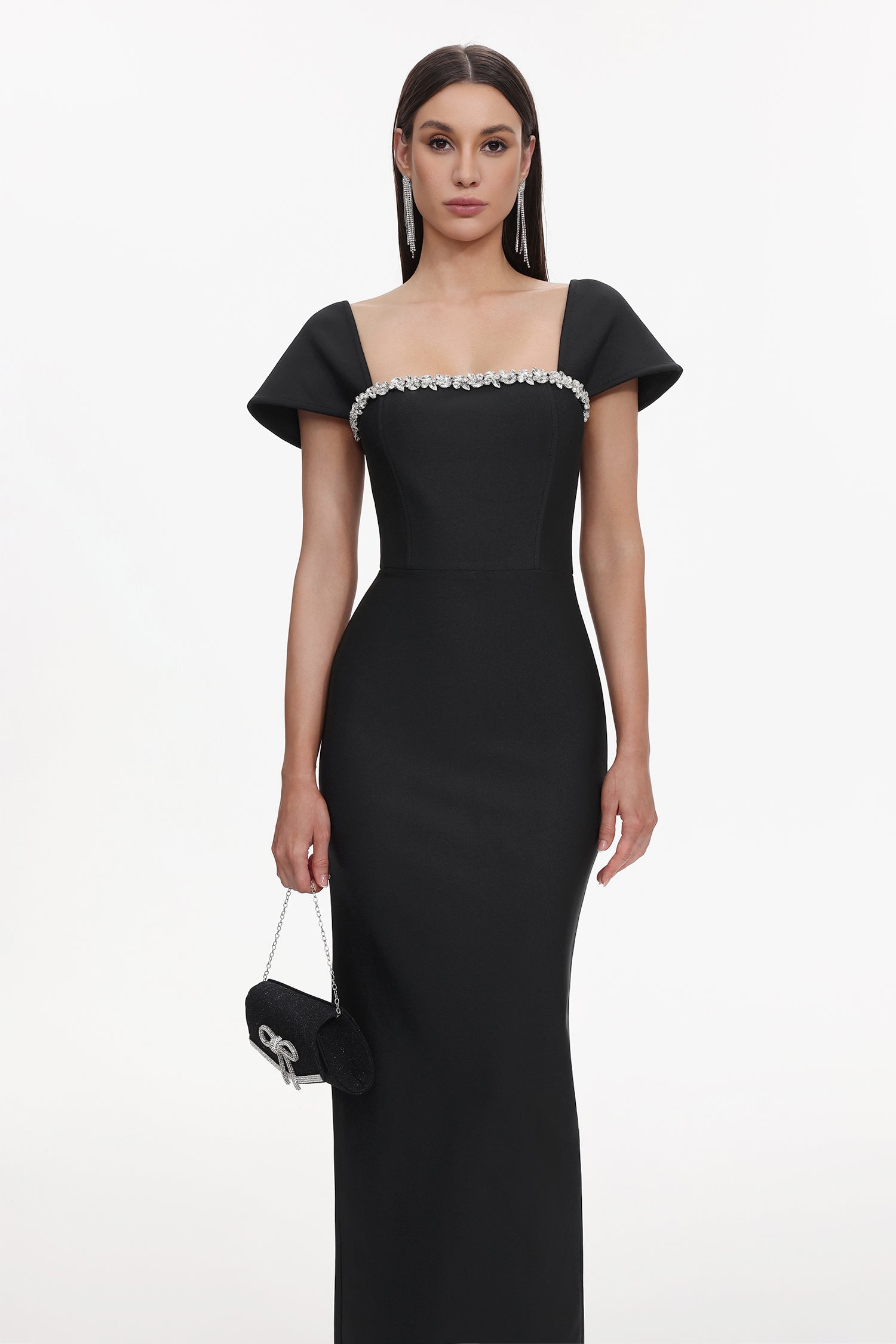 Romelle Short Sleeve Diamond Bandage Maxi Dress	