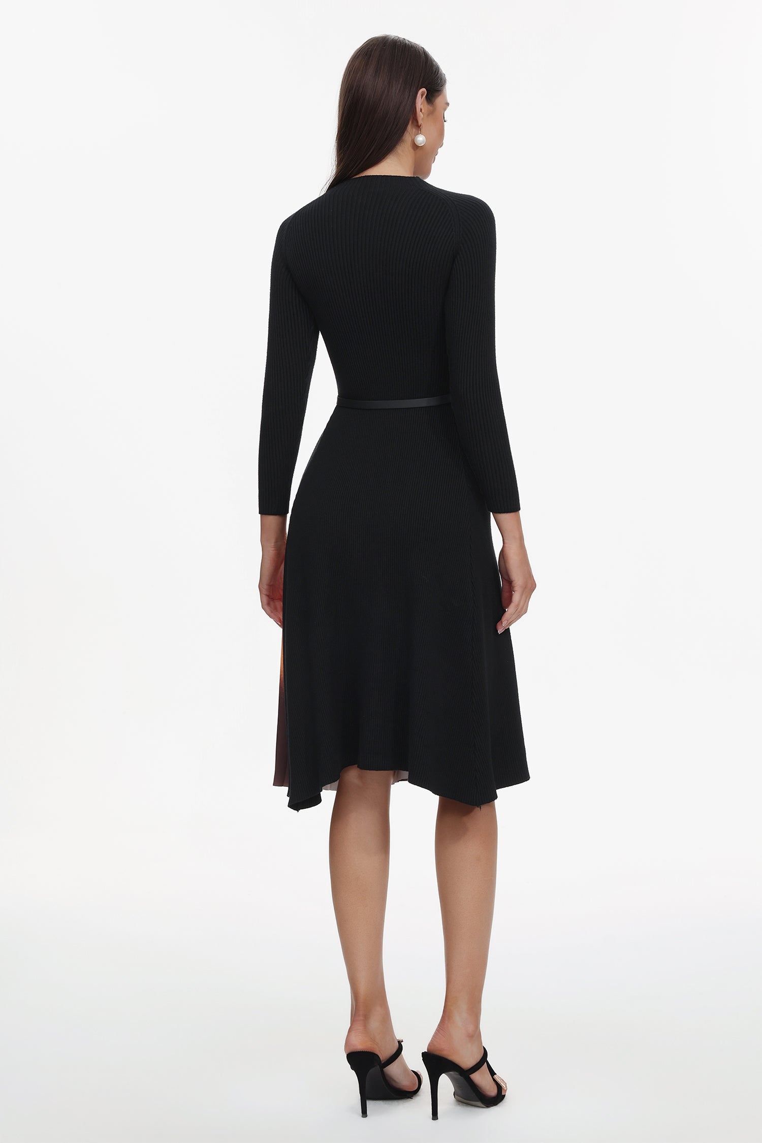 Reese Gradient Patchwork Pleated Midi Dress	