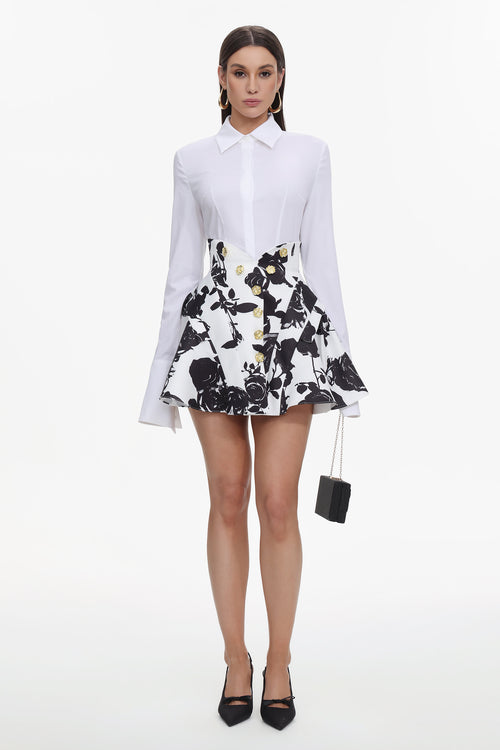 Eithne Long Sleeve Printing Mini Two-Piece Set	