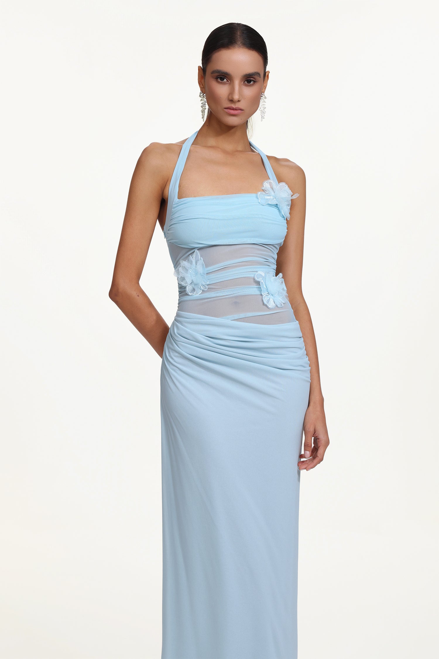 Lacava Romantic Contour Halter Ruched Floral Maxi Dress	