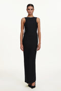 Sakude Elegant Contour Sleeveless Open Back Pearl Bow Maxi Dress	