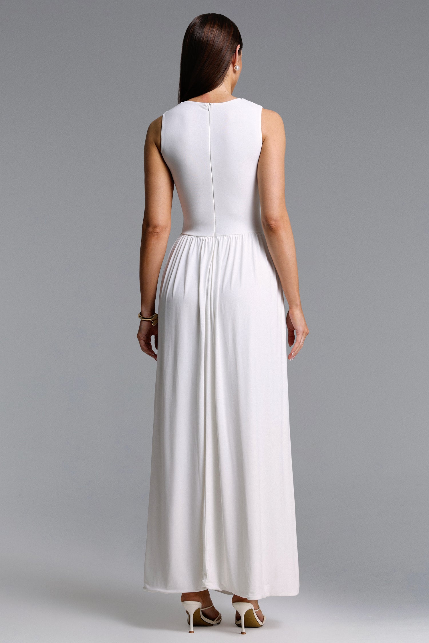 Persasy Chic Contour Sleeveless Ruched Knit Maxi Dress	