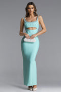 Vela Elegant Contour Sleeveless Cut Out Rhinestone Bandage Maxi Dress	