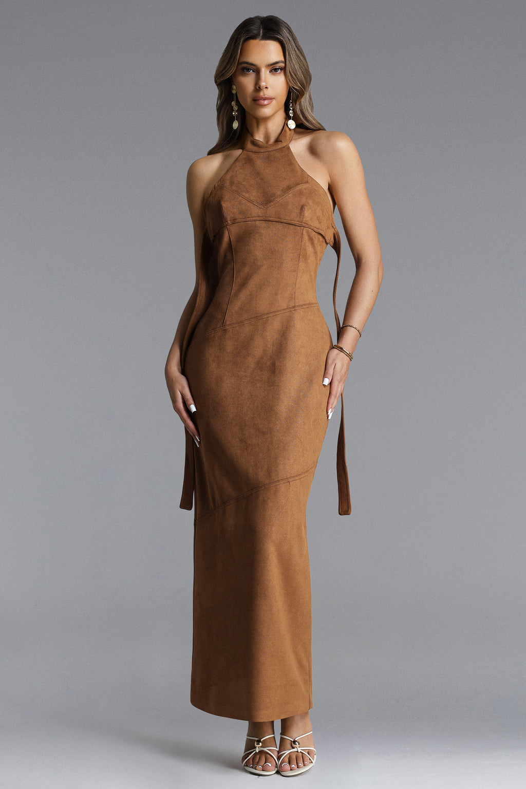 Laurie Chic Contour Halter Maxi Dress	