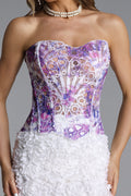 Kivi Sexy Contour Print Lace Purple Corset	