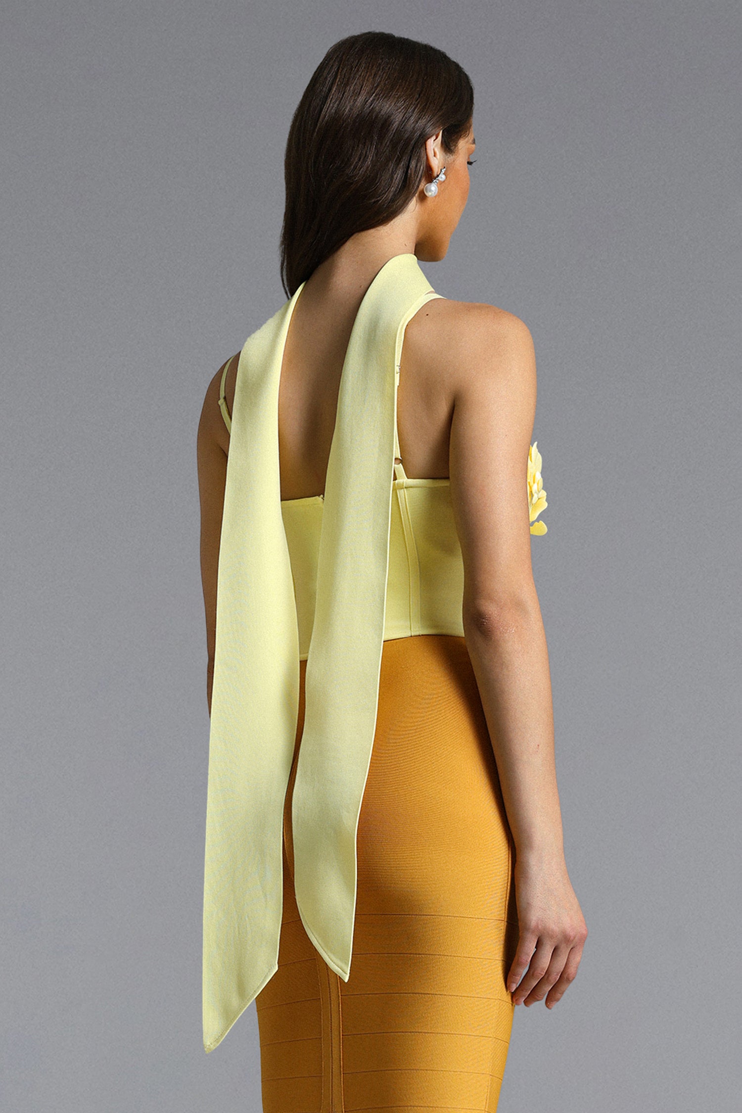 Sada Sexy Contour Flower Ribbon Bandage Top	