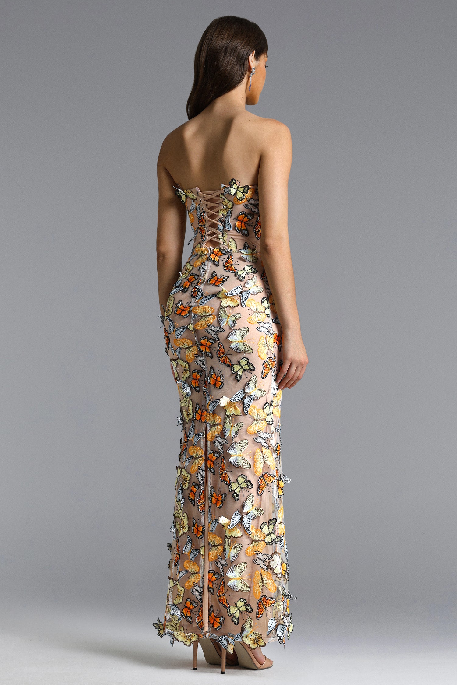 Karina Elegant Contour Strapless Butterfly Maxi Dress	