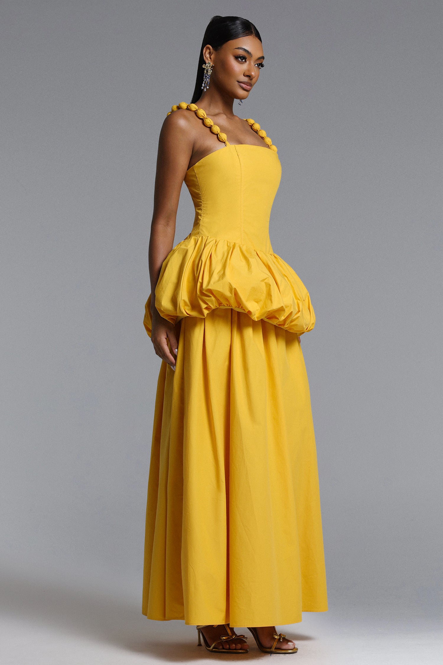 Sierra Classic Tailored Square Neck Puff Maxi Dress	