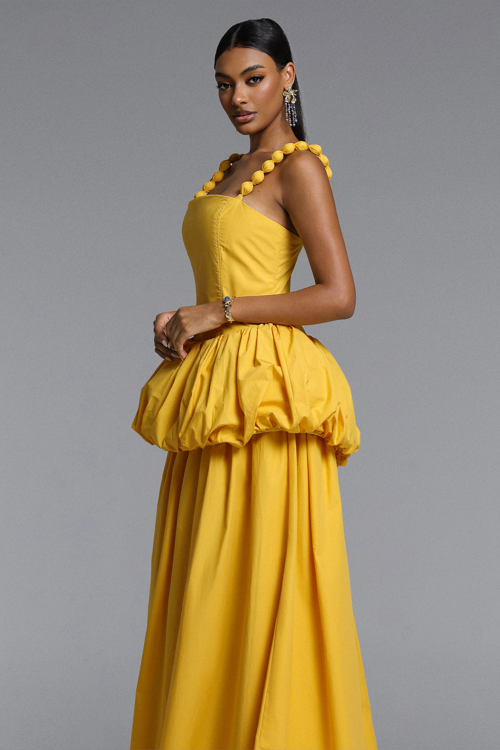 Sierra Classic Tailored Square Neck Puff Maxi Dress	