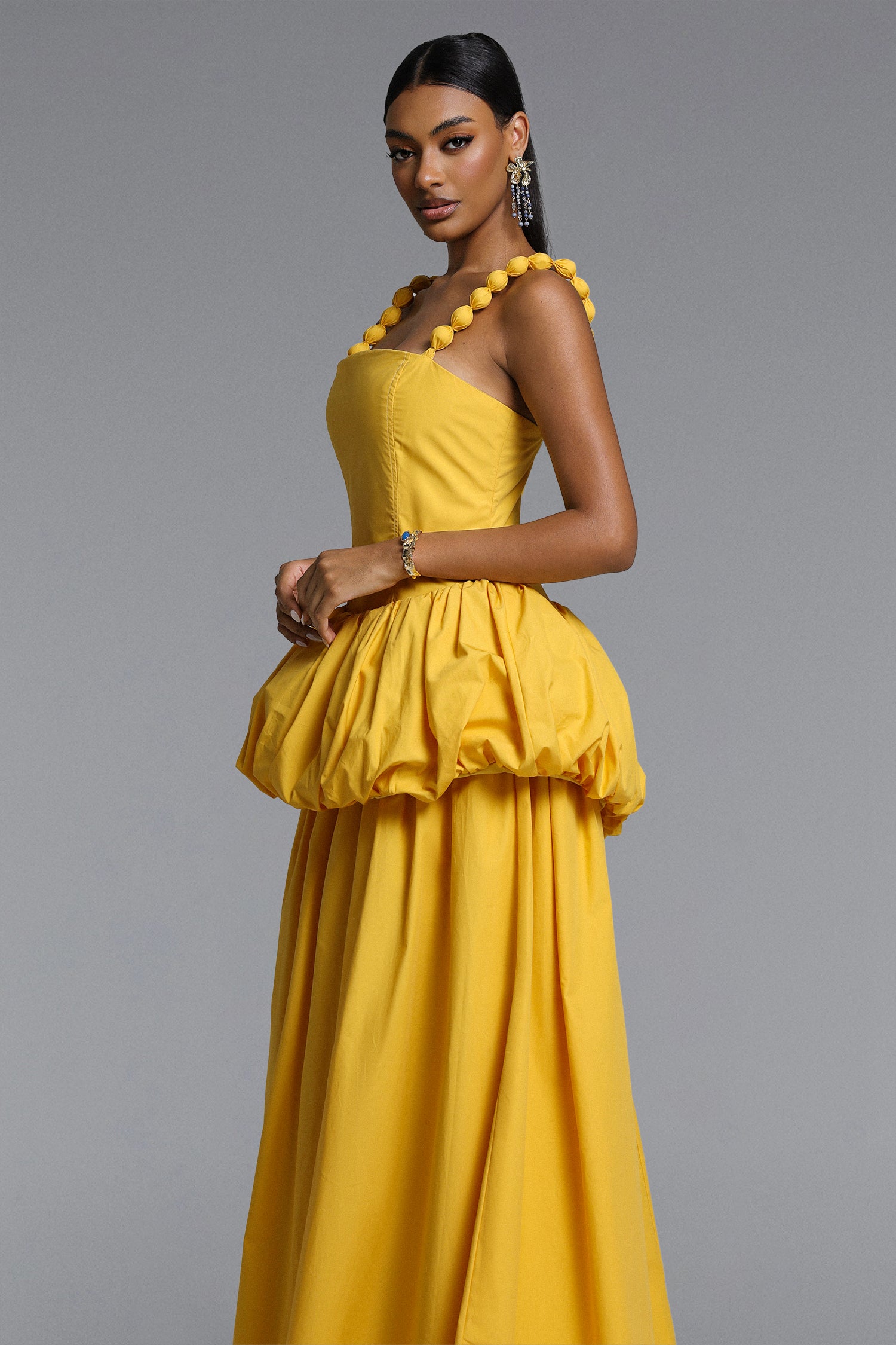 Sierra Classic Tailored Square Neck Puff Maxi Dress	