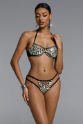Lyall Sexy Stripe Rhinestone Bikini	