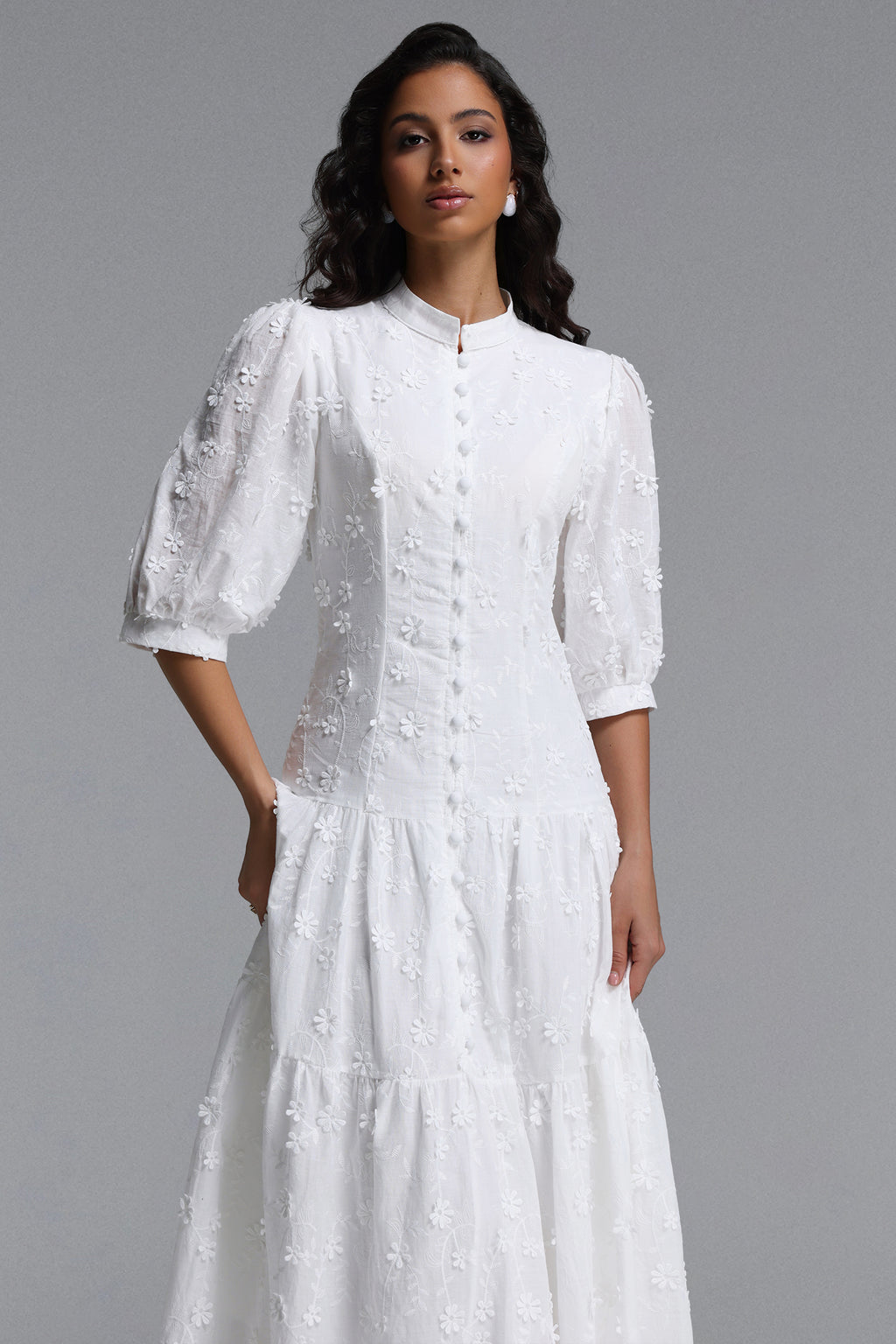 Plume Resort Flowy Short Sleeve Floral Woven Maxi Dress	