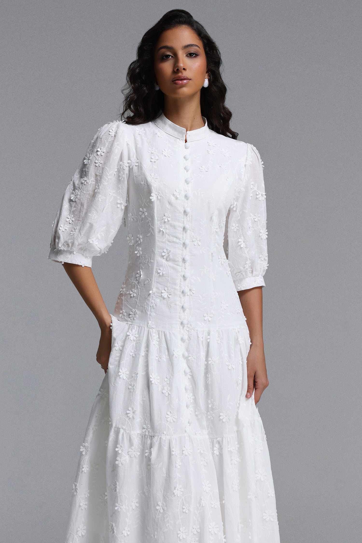 Plume Resort Flowy Short Sleeve Floral Woven Maxi Dress	
