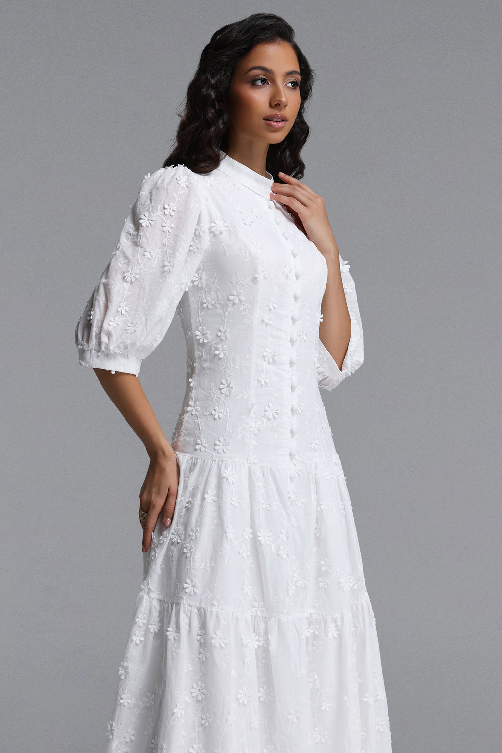Plume Resort Flowy Short Sleeve Floral Woven Maxi Dress	