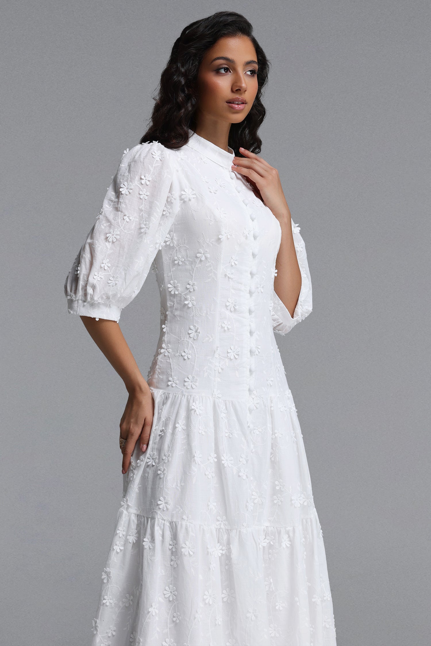 Plume Resort Flowy Short Sleeve Floral Woven Maxi Dress	