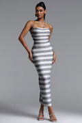 Junya Chic Contour Strapless Stripe Maxi Dress	