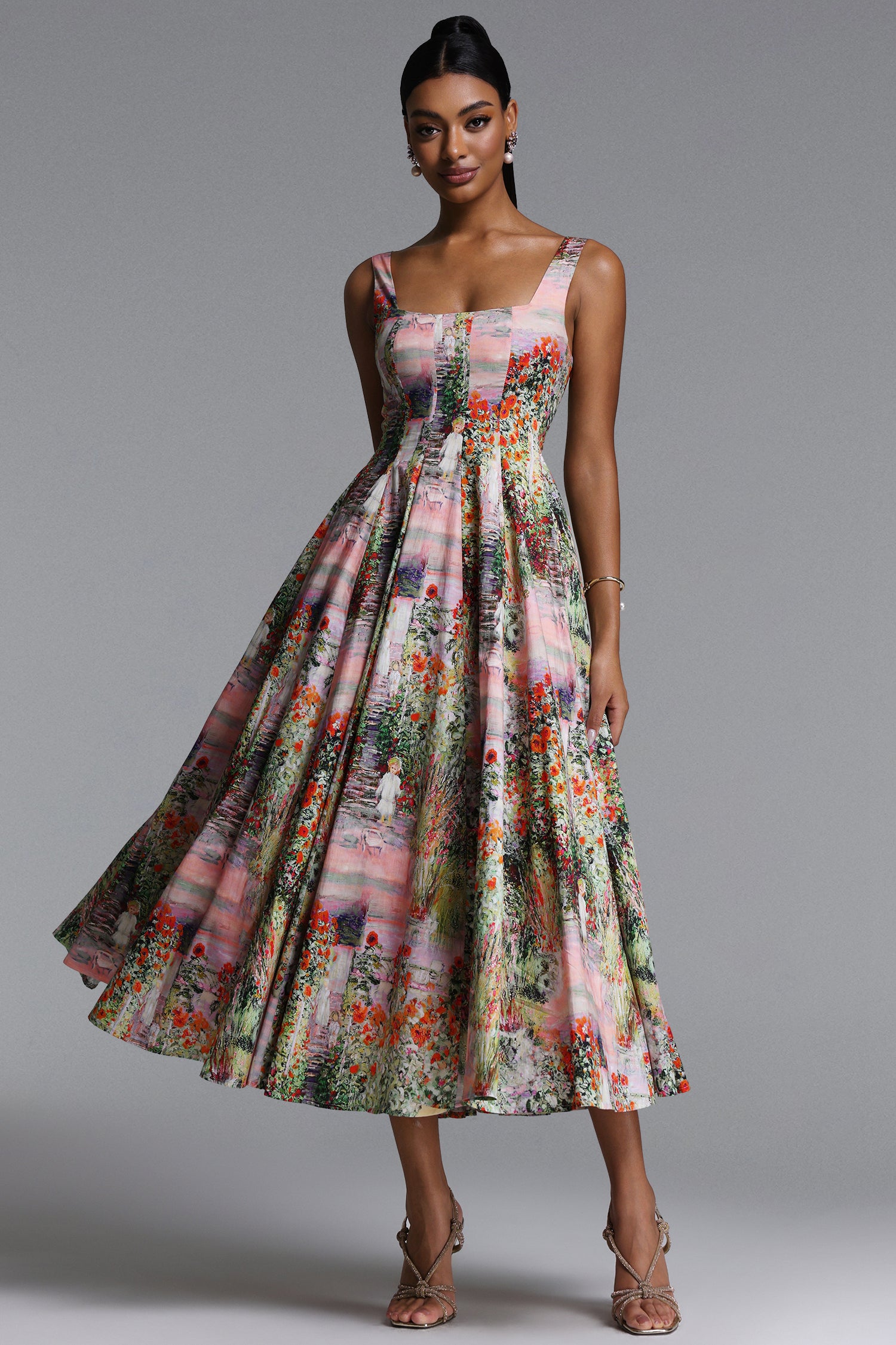 Maliya Classic Tailored Floral Print Maxi Dress	