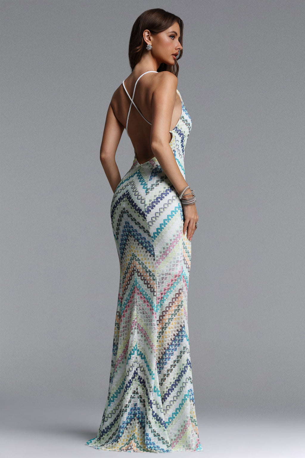 Salama Resort Contour V Neck Sleeveless Print Woven Maxi Dress	