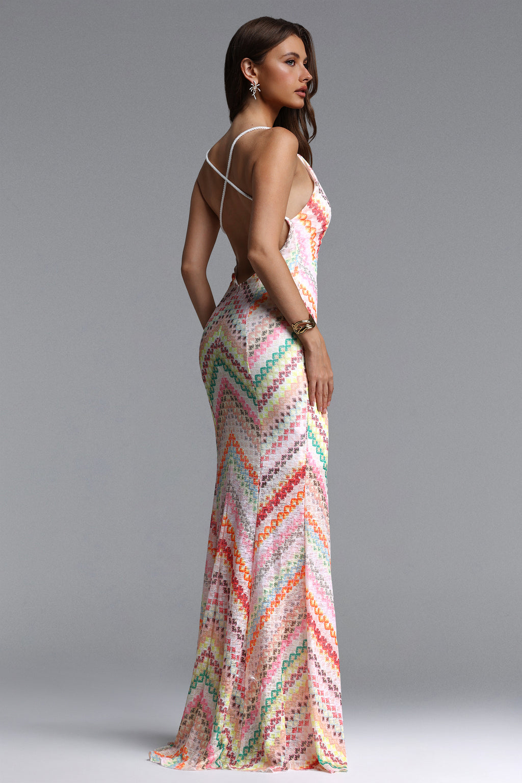 Salama Resort Contour V Neck Sleeveless Print Woven Maxi Dress	