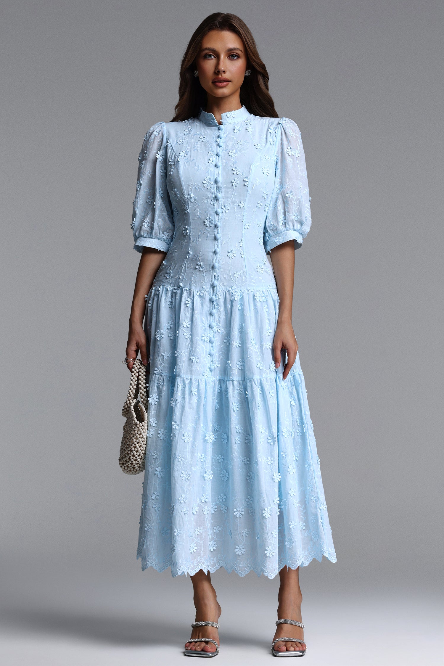 Selma Resort Flowy Puff Sleeve Woven Maxi Dress	