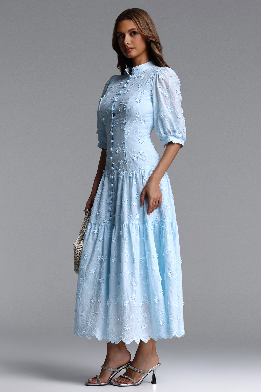 Selma Resort Flowy Puff Sleeve Woven Maxi Dress	