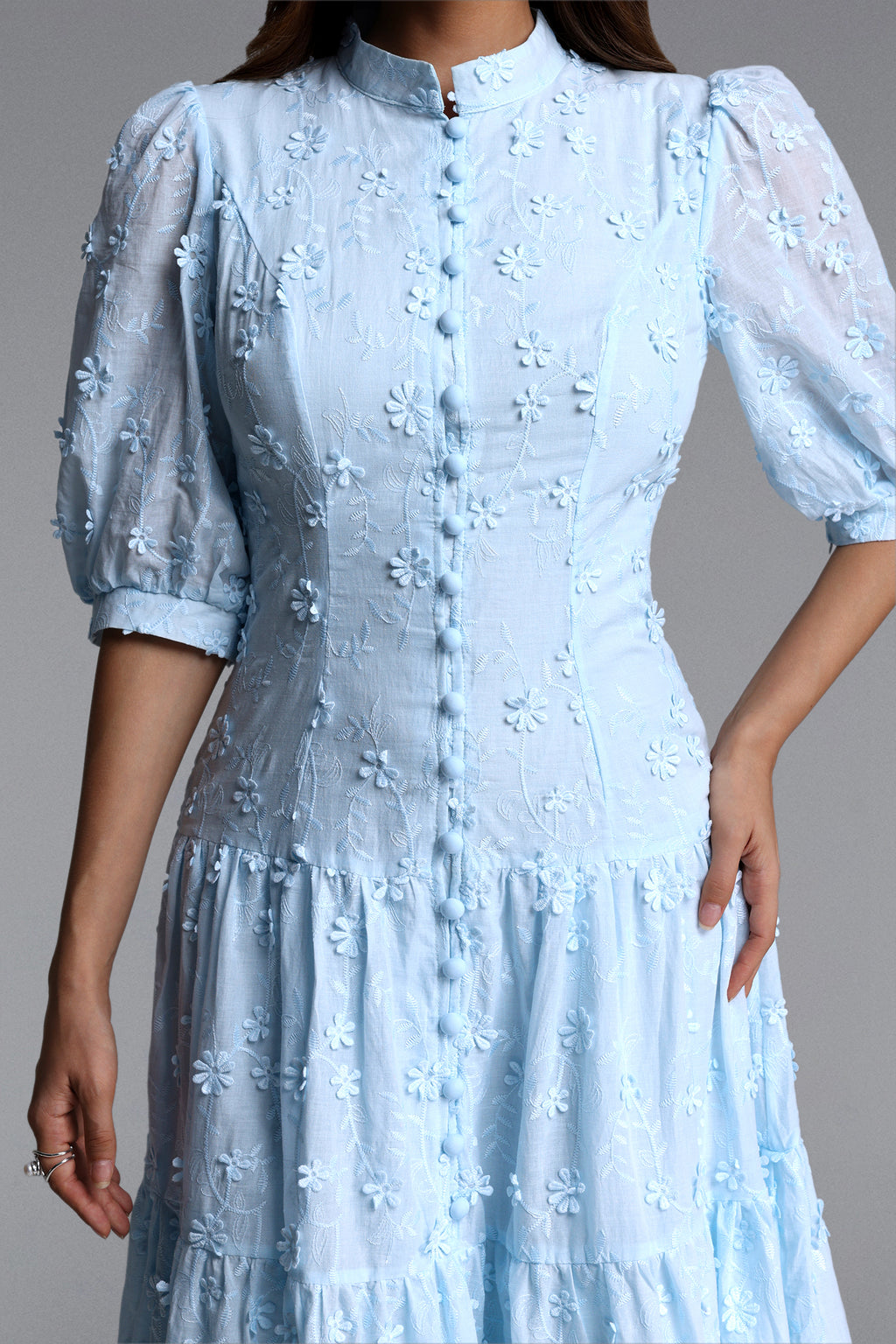 Selma Resort Flowy Puff Sleeve Woven Maxi Dress	