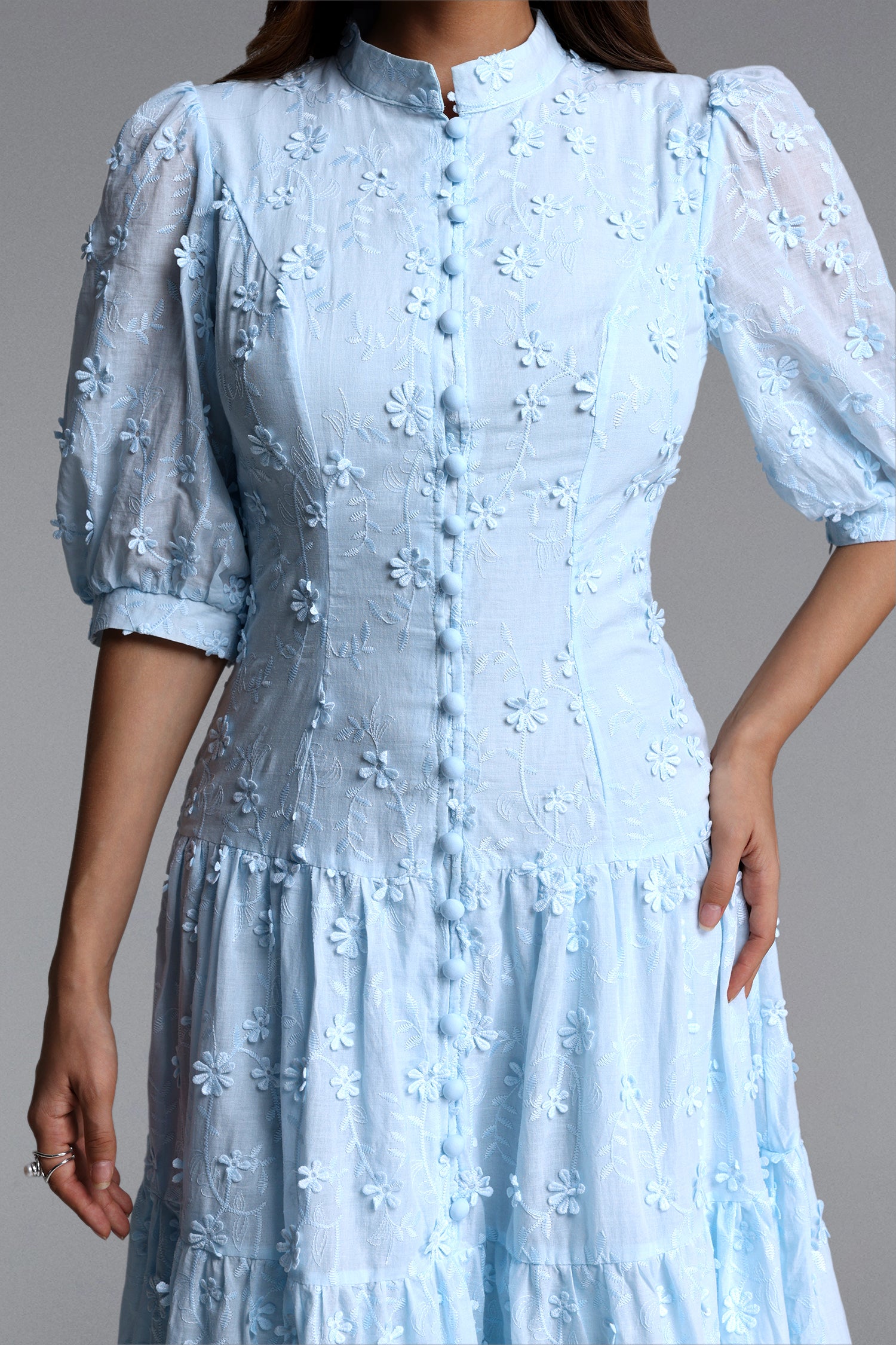 Selma Resort Flowy Puff Sleeve Woven Maxi Dress	