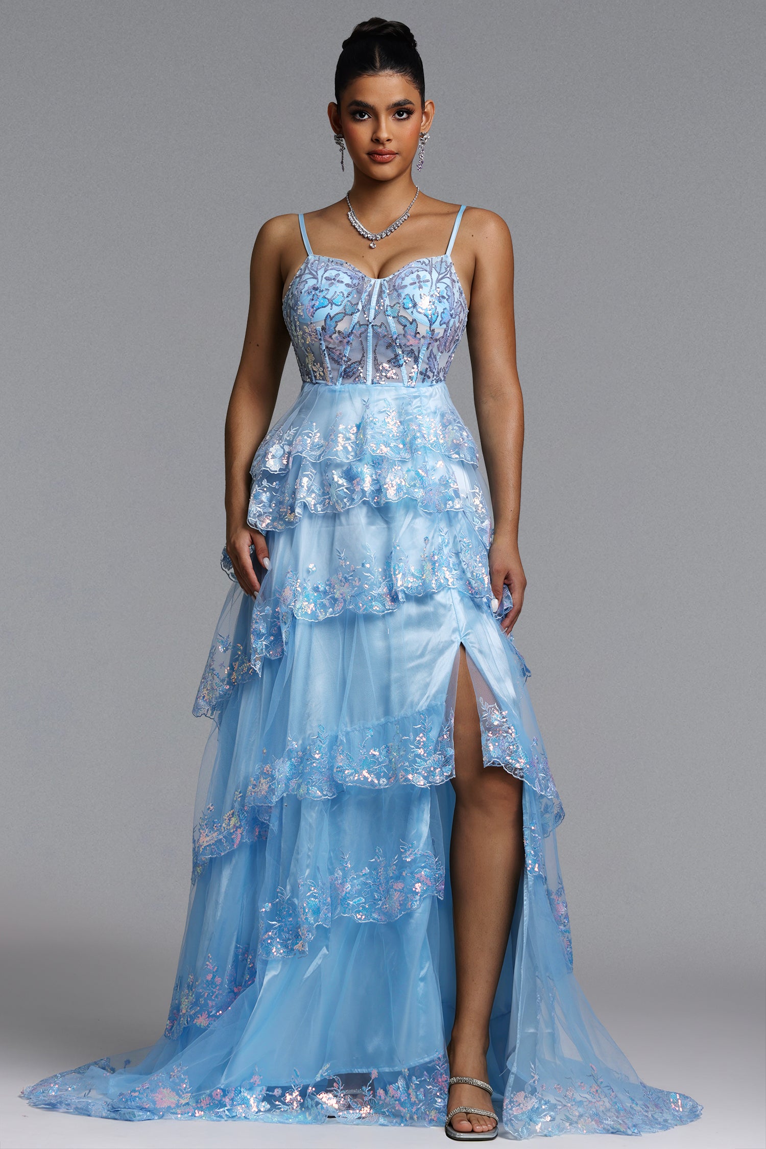 Ivy Romantic Tailored Embellished Sequin Maxi Dress	