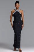 Xlyia Glamorous Contour Pearl Bandage Maxi Dress	
