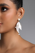 Pale Resin Leaf  Flower Earrings	
