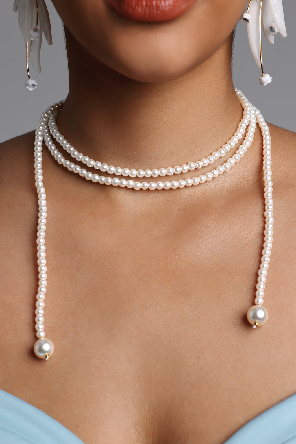 Nunna Multi Layer Pearl Y Shaped Necklace	